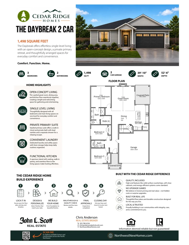 Daybreak 2-Car floor plan